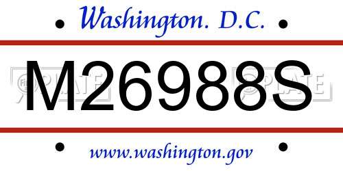 M26988S District Of Columbia License Plate