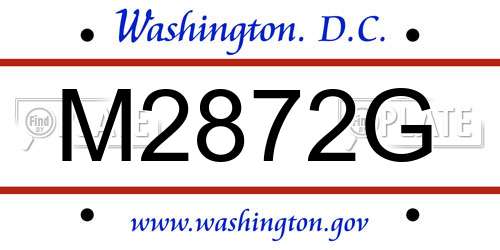 M2872G District Of Columbia License Plate