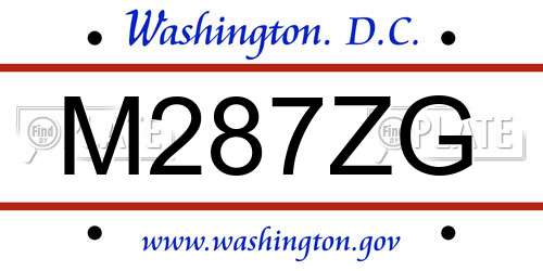 M287ZG District Of Columbia License Plate