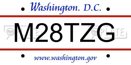 M28TZG District Of Columbia License Plate