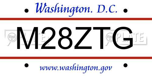 M28ZTG District Of Columbia License Plate