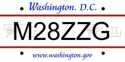 M28ZZG District Of Columbia License Plate