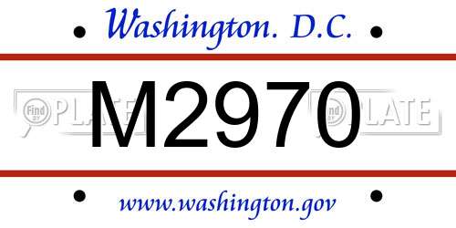 M2970 District Of Columbia License Plate