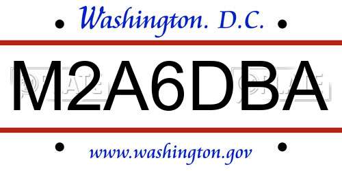 M2A6DBA District Of Columbia License Plate