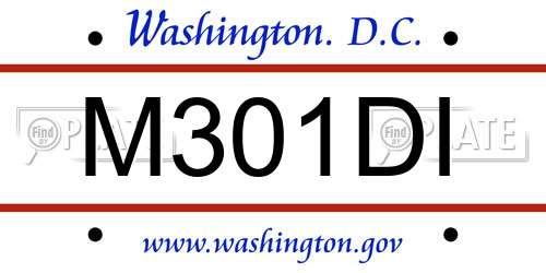 M301DI District Of Columbia License Plate
