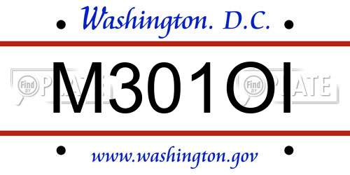 M301OI District Of Columbia License Plate