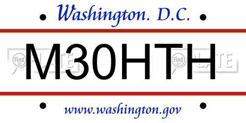 M30HTH District Of Columbia License Plate