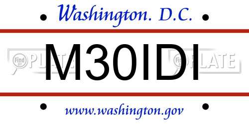 M30IDI District Of Columbia License Plate