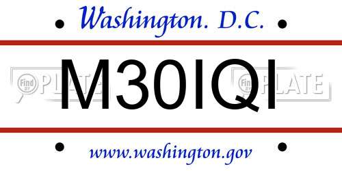 M30IQI District Of Columbia License Plate