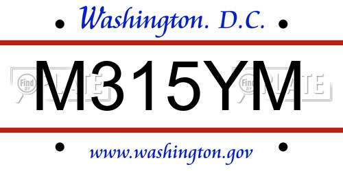 M315YM District Of Columbia License Plate