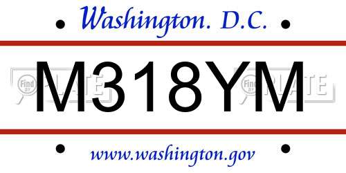 M318YM District Of Columbia License Plate