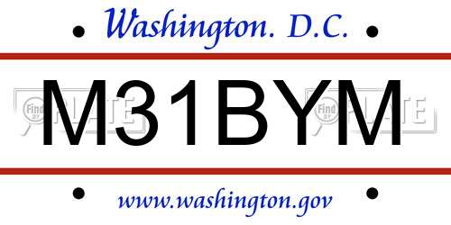 M31BYM District Of Columbia License Plate