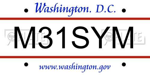 M31SYM District Of Columbia License Plate