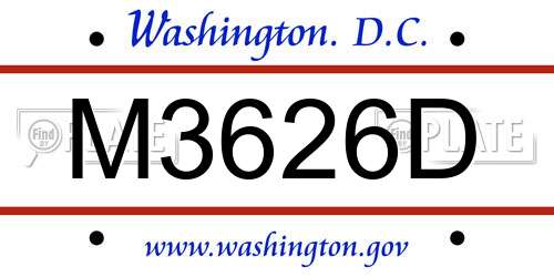 M3626D District Of Columbia License Plate