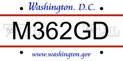 M362GD District Of Columbia License Plate