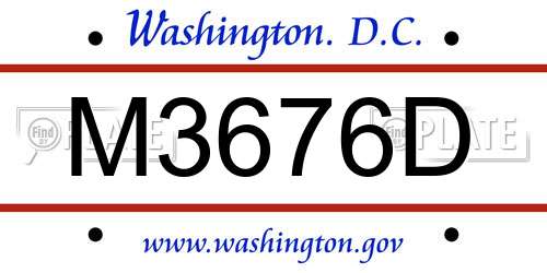 M3676D District Of Columbia License Plate