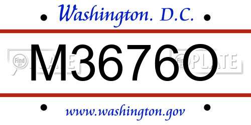 M3676O District Of Columbia License Plate