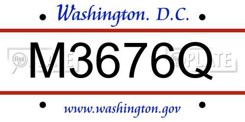 M3676Q District Of Columbia License Plate