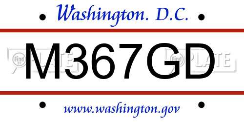 M367GD District Of Columbia License Plate