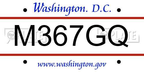M367GQ District Of Columbia License Plate