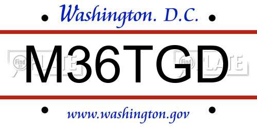 M36TGD District Of Columbia License Plate