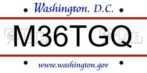 M36TGQ District Of Columbia License Plate