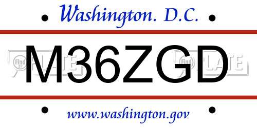 M36ZGD District Of Columbia License Plate