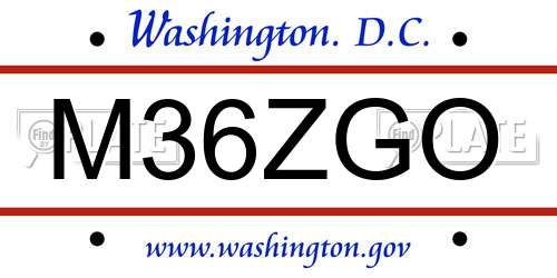 M36ZGO District Of Columbia License Plate
