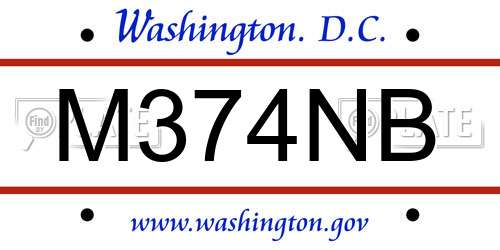 M374NB District Of Columbia License Plate