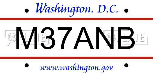 M37ANB District Of Columbia License Plate