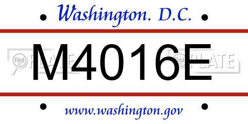 M4016E District Of Columbia License Plate