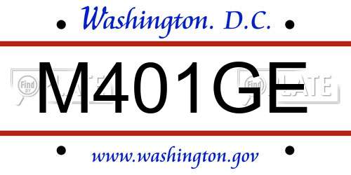 M401GE District Of Columbia License Plate