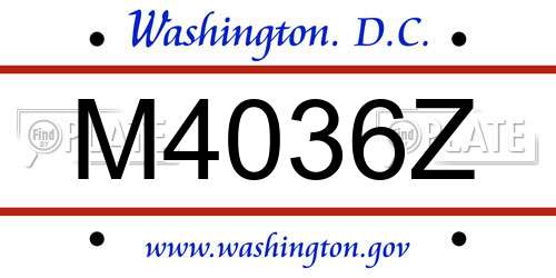 M4036Z District Of Columbia License Plate