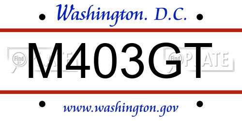 M403GT District Of Columbia License Plate