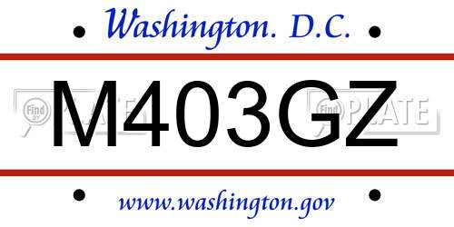 M403GZ District Of Columbia License Plate
