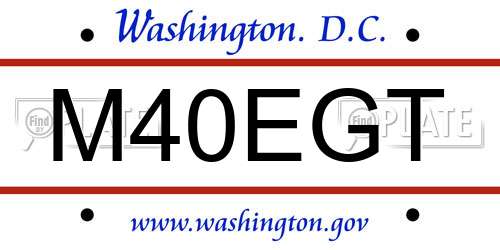 M40EGT District Of Columbia License Plate