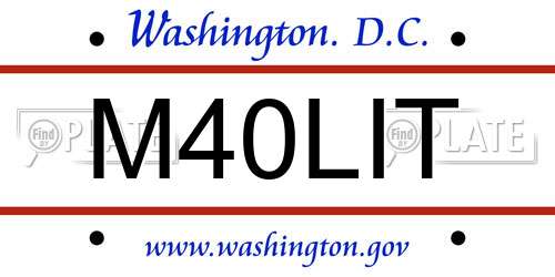 M40LIT District Of Columbia License Plate