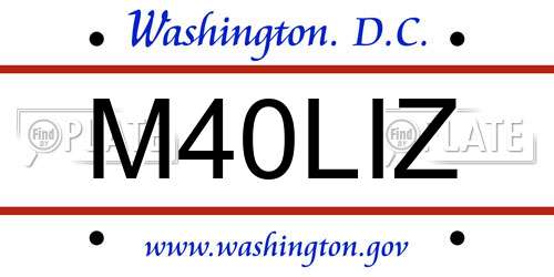 M40LIZ District Of Columbia License Plate