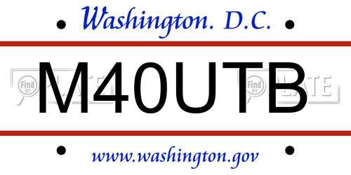 M40UTB District Of Columbia License Plate