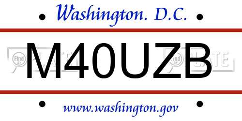 M40UZB District Of Columbia License Plate