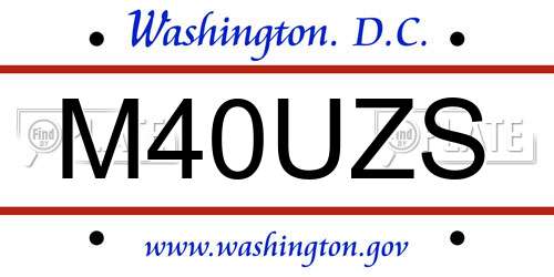 M40UZS District Of Columbia License Plate