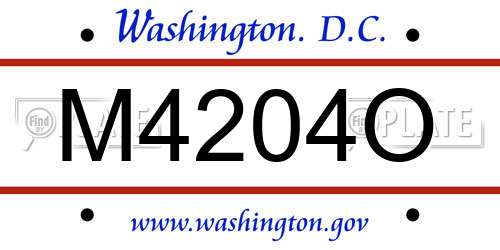 M4204O District Of Columbia License Plate