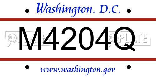 M4204Q District Of Columbia License Plate