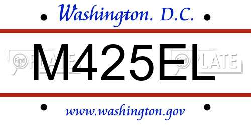 M425EL District Of Columbia License Plate