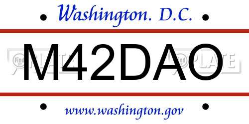 M42DAO District Of Columbia License Plate