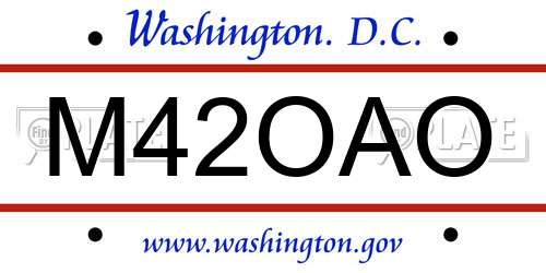M42OAO District Of Columbia License Plate