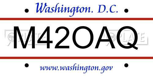M42OAQ District Of Columbia License Plate