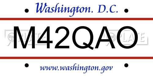 M42QAO District Of Columbia License Plate