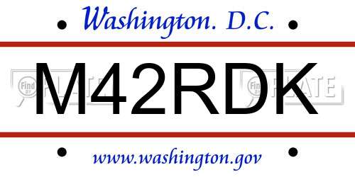M42RDK District Of Columbia License Plate