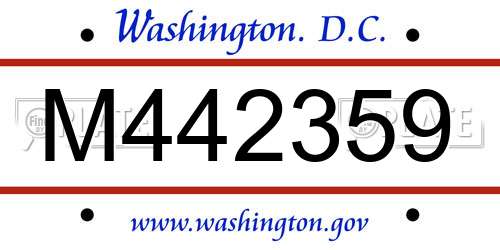 M442359 District Of Columbia License Plate